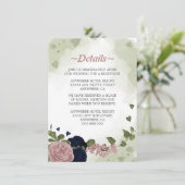 Romantische Blume mit Marinebasis und rosa Grünflä Begleitkarte (Stehend Vorderseite)