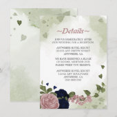 Romantische Blume mit Marinebasis und rosa Grünflä Begleitkarte (Vorne/Hinten)