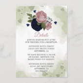 Romantische Blume mit Marinebasis und rosa Grünflä Begleitkarte (Vorderseite)