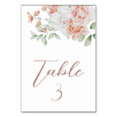 Romantische Blume mit Pfirsich und Weißer Wasserfa Tischnummer (Rückseite)