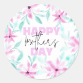Romantische Blume mit weichrosa Wasserfarbe Mutter Runder Aufkleber (Vorderseite)