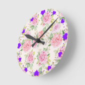 Romantische Blume Muster Runde Wanduhr (Winkel)