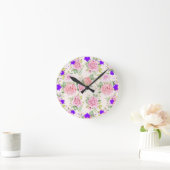 Romantische Blume Muster Runde Wanduhr (Zuhause)