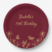 Romantische Blume Pappteller (Vorderseite)