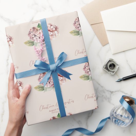 Romantische Blume Pink & Blush Wasserfarbe Hydrang Geschenkpapier (Schenken)