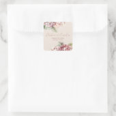 Romantische Blume Pink & Blush Wasserfarbe Hydrang Quadratischer Aufkleber (Tasche)