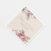 Romantische Blume Pink & Blush Wasserfarbe Hydrang Serviette (Ecke)