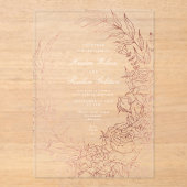Romantische Blume Roes Gold Wreath Wedding Acryleinladungen (Vorderseite)