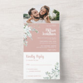 Romantische Blume Rosa Foto Hochzeit All In One Einladung (Innen Boden)