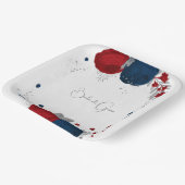 Romantische Blume Rot & Marine Pappteller (Gewinkelt)