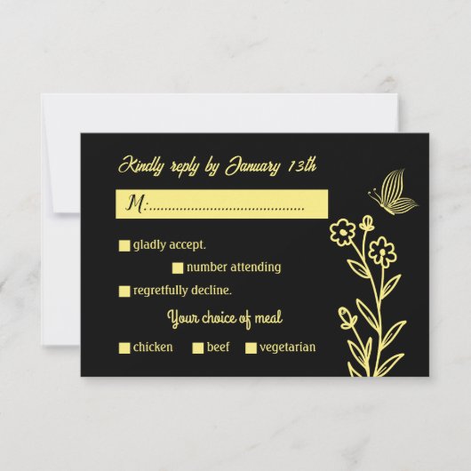 Romantische Blume RSVP Karte (Vorderseite)