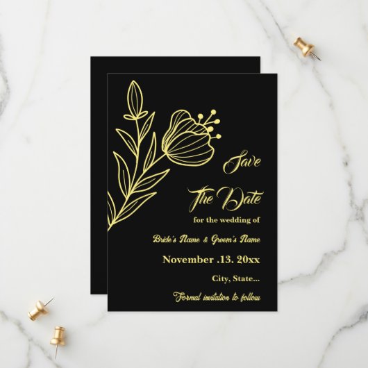 Romantische Blume Save The Date (Vorderseite/Rückseite Beispiel)