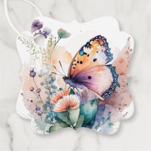 Romantische Blume Schmetterling danke für Tags Geschenkanhänger