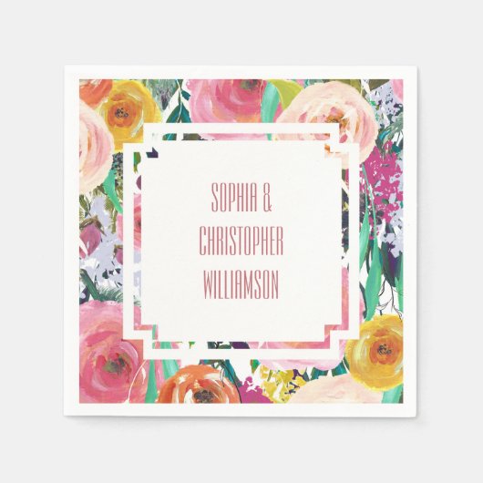 Romantische Blume Serviette (Vorderseite)