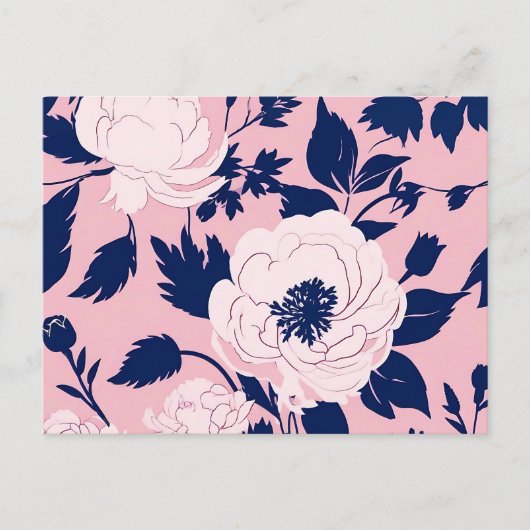 Romantische Blume Silhouetten rosa Postkarte (Vorderseite)