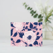 Romantische Blume Silhouetten rosa Postkarte (Stehend Vorderseite)