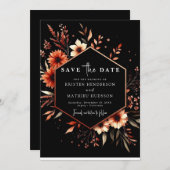 Romantische Blume Terracotta Wedding Save The Date (Vorne/Hinten)