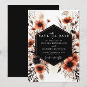 Romantische Blume Terracotta Wedding Save The Date (Vorne/Hinten)