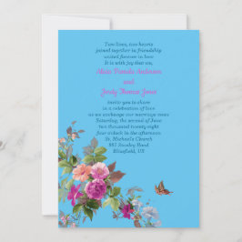 Romantische Blume und Butterfly auf Blue Wedding Einladung