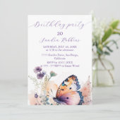 Romantische Blume und Schmetterling Einladung zum  (Stehend Vorderseite)