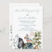 Romantische Blume und Schmetterling Einladung zum (Vorne/Hinten)