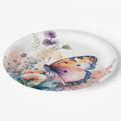 Romantische Blume und Schmetterling Pappteller (Schrägansicht)