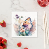 Romantische Blume und Schmetterling Serviette (Beispiel)