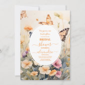 Romantische Blume und Schmetterlinge Brautparty Einladung (Vorderseite)