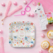 Romantische Blume Wasserfarbe Boho Garden Hochzeit Pappteller (Party)