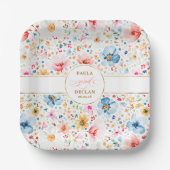 Romantische Blume Wasserfarbe Boho Garden Hochzeit Pappteller (Vorderseite)