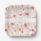 Romantische Blume Wasserfarbe Boho Garden Hochzeit Pappteller (Vorderseite)
