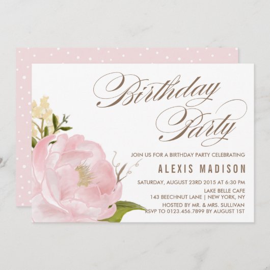 Romantische Blume Wasserfarbe Einladung (Vorne/Hinten)