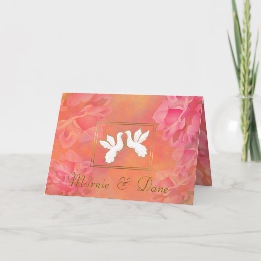 ROMANTISCHE BLUME WEDERINVITATION PINK LIEBE DOVEN EINLADUNG (Vorderseite)