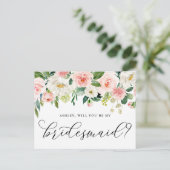 Romantische Blume werden Sie meine Bridesmaid-Kart Postkarte (Stehend Vorderseite)