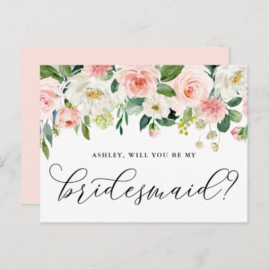 Romantische Blume werden Sie meine Bridesmaid-Kart Postkarte (Vorne/Hinten)