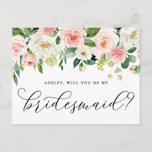 Romantische Blume werden Sie meine Bridesmaid-Kart Postkarte