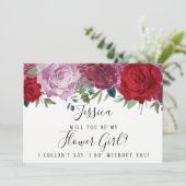 Romantische Blume wirst du mein Blumenmädchen sein Einladung (Stehend Vorderseite)