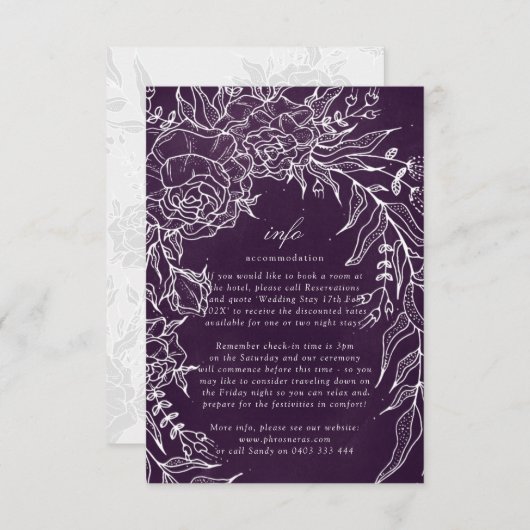 Romantische Blume Wreath Lila Hochzeit Begleitkarte (Vorne/Hinten)