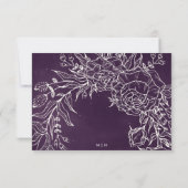 Romantische Blume Wreath Lila Hochzeit RSVP Karte (Rückseite)