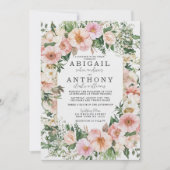 Romantische Blumen Elegante - Gartenblumen Hochzei Einladung (Vorderseite)