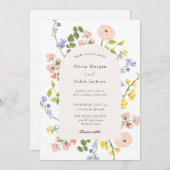 Romantische Blumen Elegante Hochzeit Einladung (Vorne/Hinten)