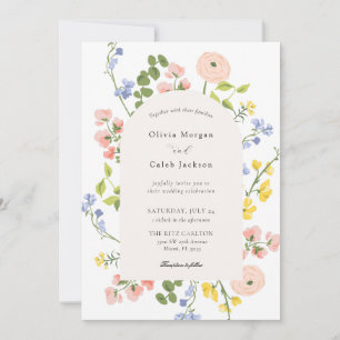 Romantische Blumen Elegante Hochzeit Einladung