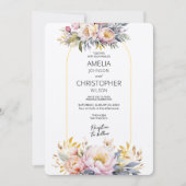 Romantische Blumen Elegante Hochzeit Einladung (Vorderseite)