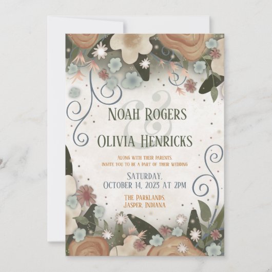 Romantische Blumen Elegante Moderne Inspirivity We Einladung (Vorderseite)