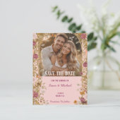 Romantische Blumen Erinnerung zum Hochzeitstermin Ankündigungspostkarte (Stehend Vorderseite)