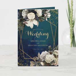 Romantische Blumen-Gold-Wreath-Hochzeit Einladung