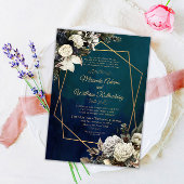 Romantische Blumen-Gold-Wreath-Hochzeit Einladung