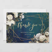 Romantische Blumen Gold Wreath Wedding Dankeschön Dankeskarte (Vorderseite)