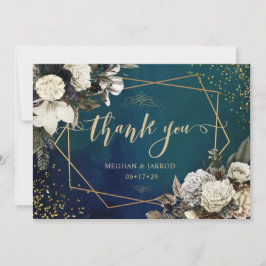 Romantische Blumen Gold Wreath Wedding Dankeschön Dankeskarte