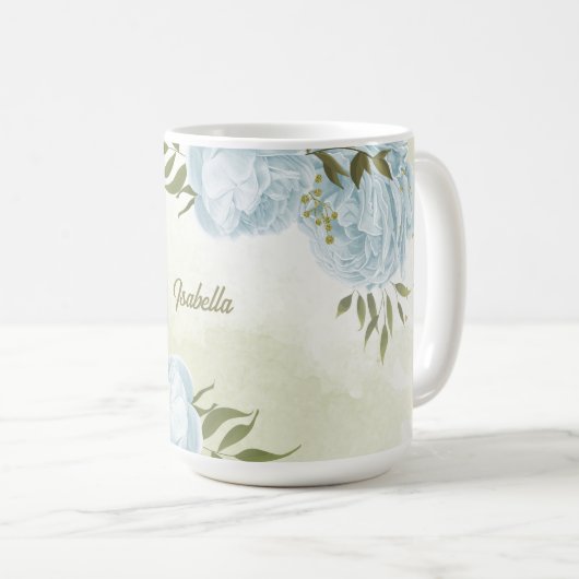 romantische Blumen & grüne Blätter botanisch Kaffeetasse (VorderseiteRechts)